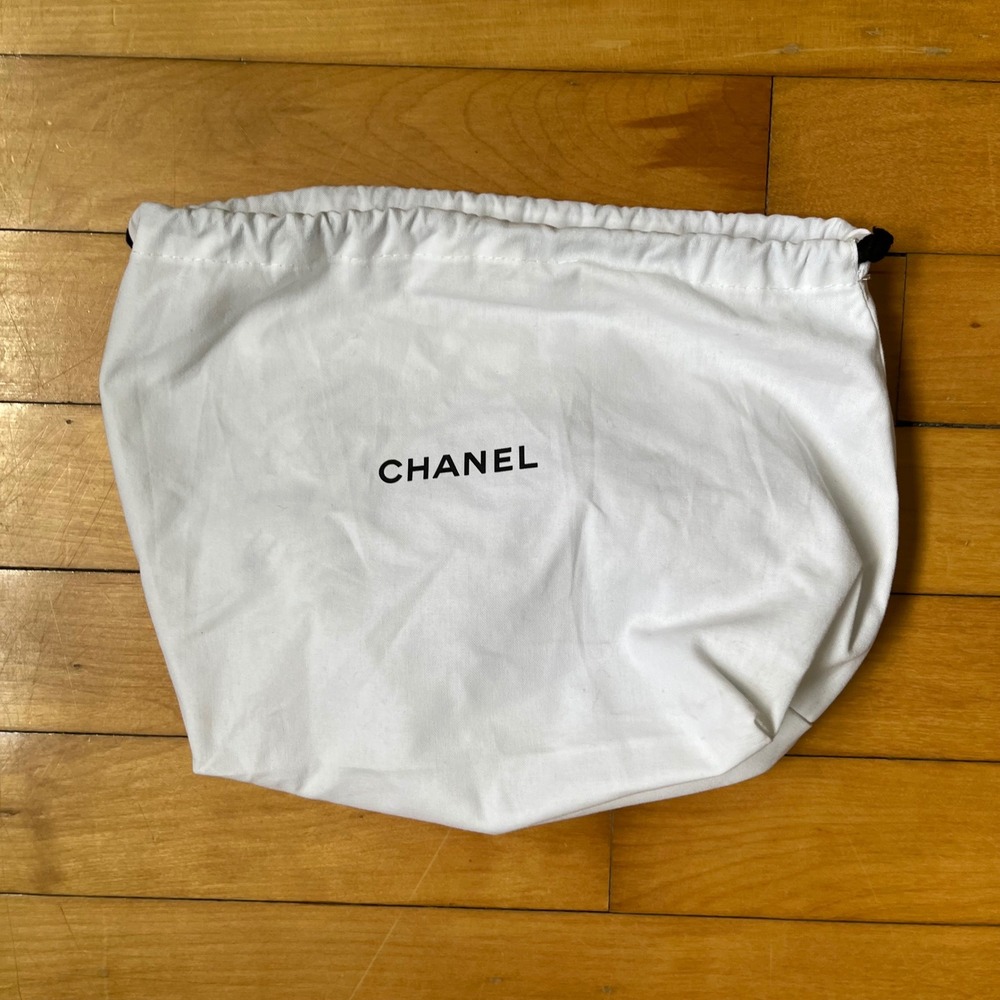 Chanel White Cotton Drawstring Logo Dust Bag 11x9